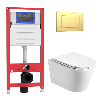 Комплект Oliveeka инсталляция OL-MQ-003 с унитазом OL-6016 и кнопкой OL-E12-BG