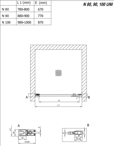 Душевая дверь Kolpa-San Andromeda N 100 black transparent 516770