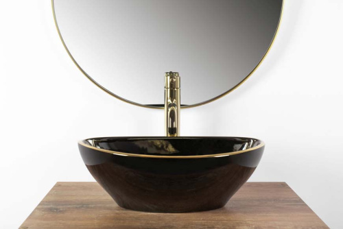 Умывальник Rea Sofia Black Gold Edge U3695
