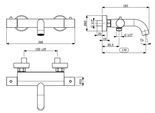 Смеситель для ванны Carimali 21605-CR