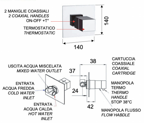 Смеситель для душа Remer Q-Elegance QT30KBNO, черный матовый