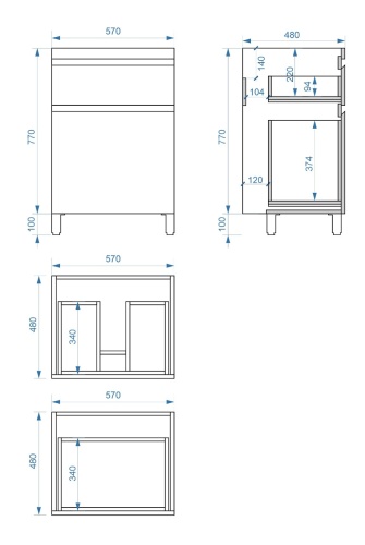 Тумба напольная Vela Каскад 57Н под Kamilla 120 (дуб галифакс олово) TU205710