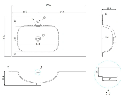 Раковина Vincea Elise VCB-4EL100MW-L