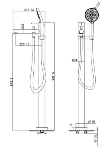 Cмеситель для ванны Caprigo Don 53-013-GUN