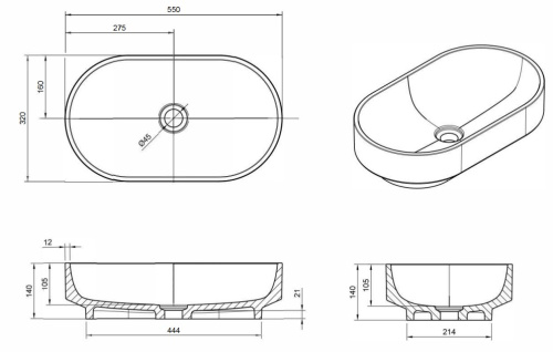 Умывальник Knief Ellipse Shape Jaspis 70203070