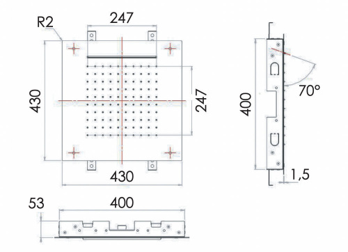 Верхний душ потолочный 43 см Remer 357SFS43C