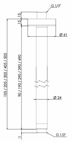 Кронштейн потолочный 30 см Remer 347N30BG, золото брашированное