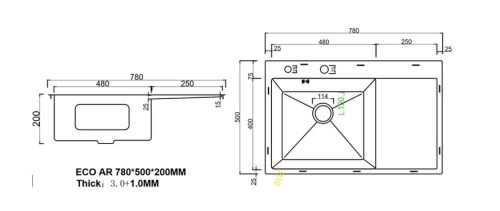 Мойка кухонная Arfeka Eco AR 780*500 L satin