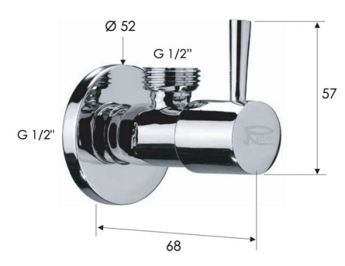 Запорный вентиль 1/2*1/2 Remer 128L1212XV, сталь