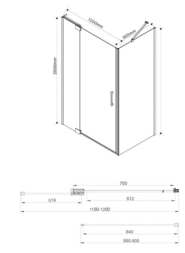 Душевой уголок Vincea Extra VSR-1E111290CLGM