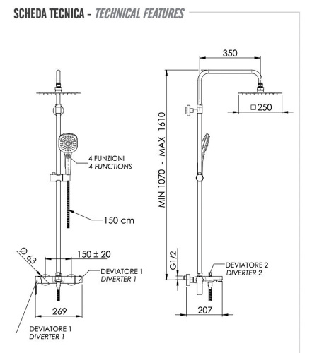 Душевая система Remer Energy EY34A8CPUFD25G 