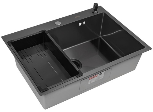 Комплект Arfeka Eco AR мойка 700*500, коландер G, дозатор black