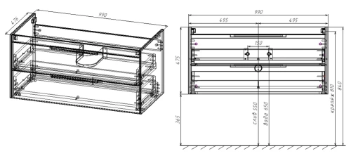 Тумба подвесная Vincea Chiara 2D 1000 T.Oak VMC-2C2100TO