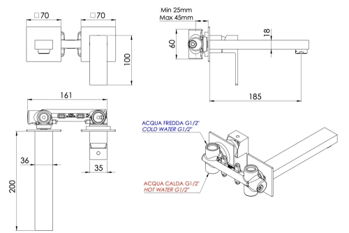 Смеситель для раковины Mariani Rebel B14565REP