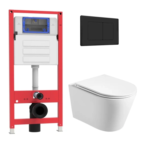 Комплект Oliveeka инсталляция OL-MQ-003 с унитазом OL-6016 и кнопкой OL-E12-MB