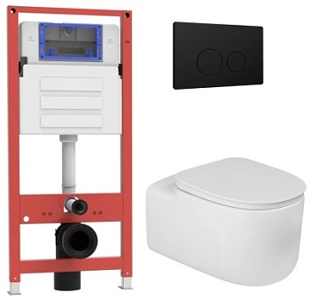 Комплект Oliveeka инсталляция OL-MQ-003 с унитазом OL-G27 и кнопкой OL-R22-MB