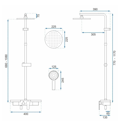 Душевая система Rea Santos Black P8803