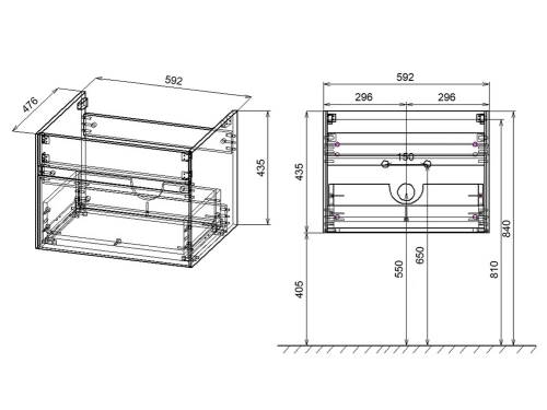 Тумба подвесная Vincea Chiara 600 T.Oak VMC-2C600TO