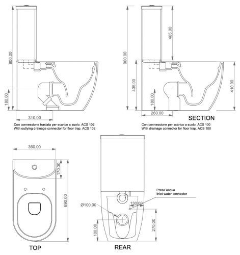 Унитаз напольный GSG Ceramic Design Like LKMBL000P