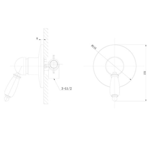 Смеситель для душа Caprigo Adria-uno 02-550-VOT
