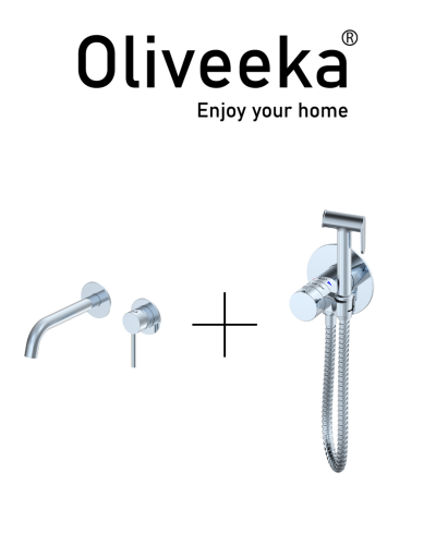 Гигиенический душ с термостатом со смесителем Oliveeka OL-829909+88869017-CR, хром