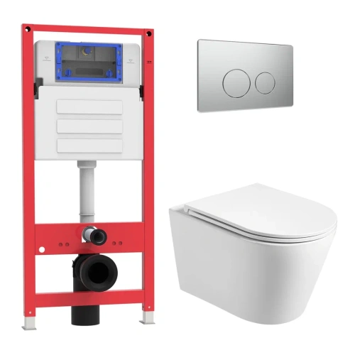 Комплект Oliveeka инсталляция OL-MQ-003 с унитазом OL-6016 и кнопкой OL-R22-BN