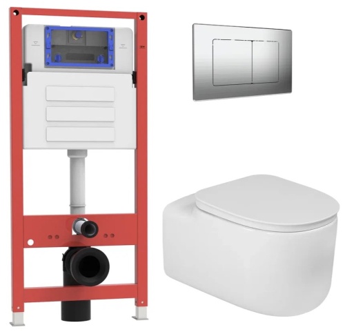 Комплект Oliveeka инсталляция OL-MQ-003 с унитазом OL-G27 и кнопкой OL-E12-BN