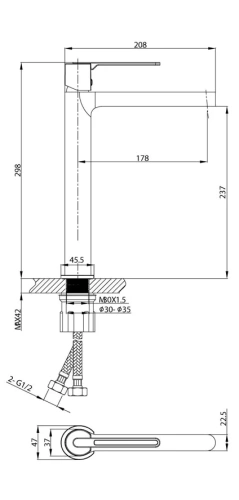 Смеситель для раковины Vincea Rondo VBF-1R2MB