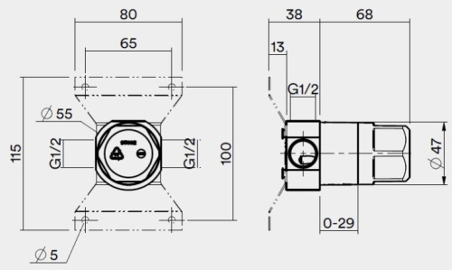 Встраиваемая часть смесителя QuadroDesign IN043T/1AS