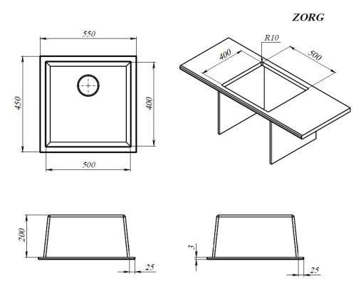 Мойка кухонная Zorg ZRN 4555 premium satin