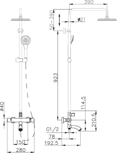 Душевая система Vivi Felice 1260 NERO OPACO