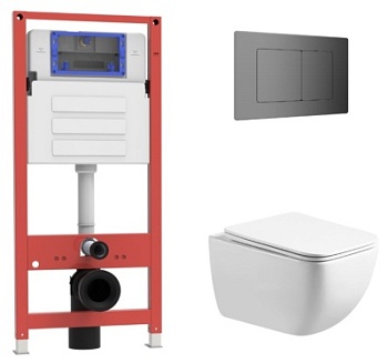 Комплект Oliveeka инсталляция OL-MQ-003 с унитазом OL-1216 и кнопкой OL-E12-BGM