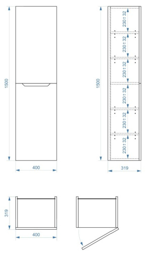 Пенал подвесной Vela Верона 40П (двери) петли правые RS623477