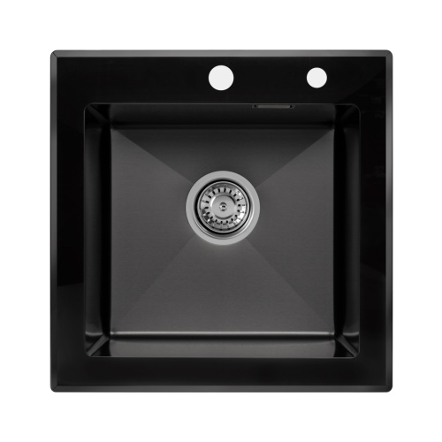 Мойка кухонная Arfeka Eco AR 500*500 GS black glass + black PVD NANO