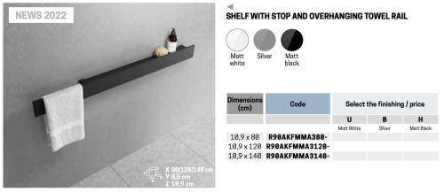 Полка с полотенцедержателем 80 см Novellini Frame R90AKFMMA380-H