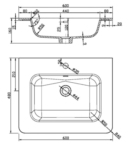 Раковина Vincea VCB-1A600W