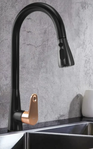 Смеситель для мойки Rea Mild black matt rose gold B4801