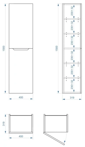 Пенал подвесной Vela Верона 40П (двери) петли левые RS633477