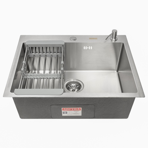 Комплект Arfeka Eco AR мойка 600*500, коландер, дозатор satin