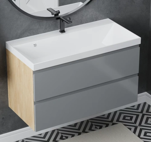 Тумба подвесная Vela Мира Лайт 90П под Classica (небраска/серый) TU66375