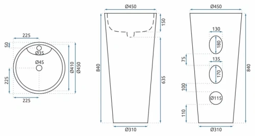 Умывальник Rea Anya Granit matt U5802