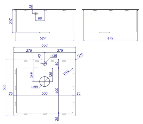Мойка кухонная Zorg ZRN 5055 premium satin