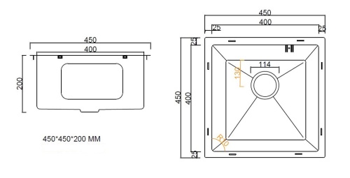 Мойка кухонная Arfeka Eco AR 450*450 satin decor millet grains