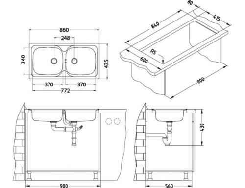 Мойка для кухни Alveus BASIC 70 NAT-60 860x435 1008846