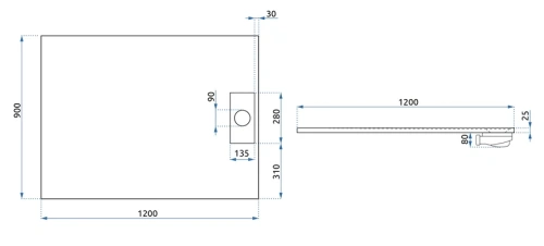 Душевой поддон Rea Bazalt Black 90*120 K3306