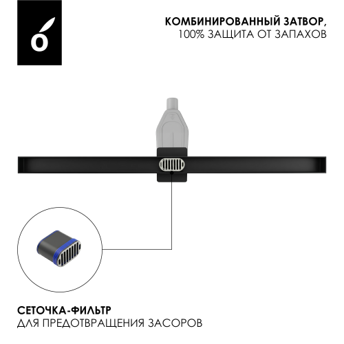 Трап для душа Oliveeka OL-800-MB, черный матовый