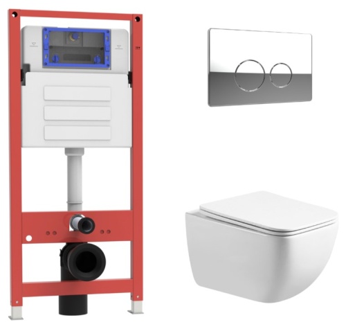 Комплект Oliveeka инсталляция OL-MQ-003 с унитазом OL-1216 и кнопкой OL-R22-CR