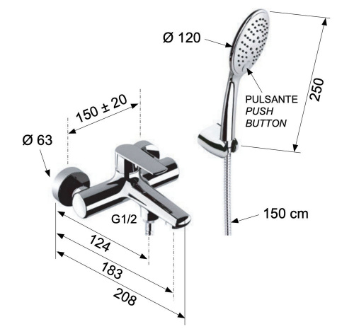 Смеситель для ванны Remer Vanity V02