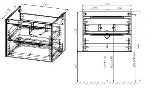 Тумба подвесная Vincea Chiara 2D 600 T.Oak VMC-2C2600TO
