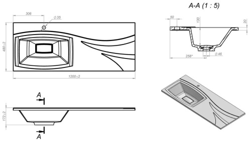Умывальник Versalia Elegant 120 L